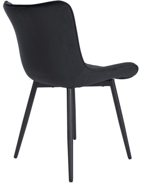 Chaise matelassée contemporaine en Velours Noir Métal Noir Elyson - 4