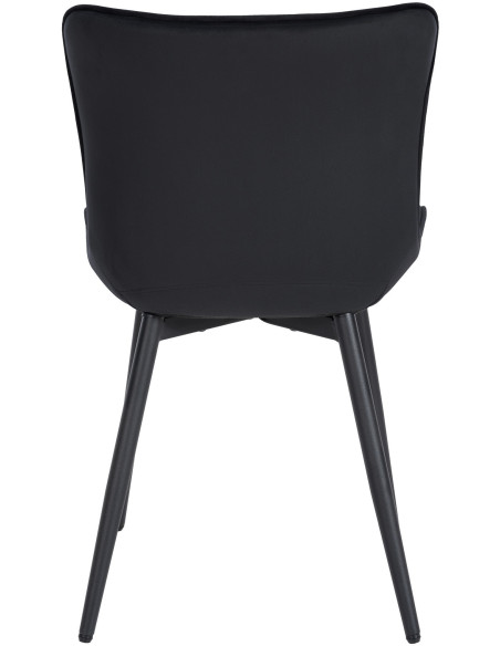Chaise matelassée contemporaine en Velours Noir Métal Noir Elyson - 5