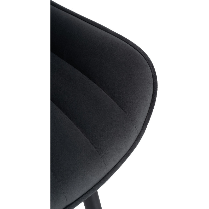 Chaise matelassée contemporaine en Velours Noir Métal Noir Elyson - 6