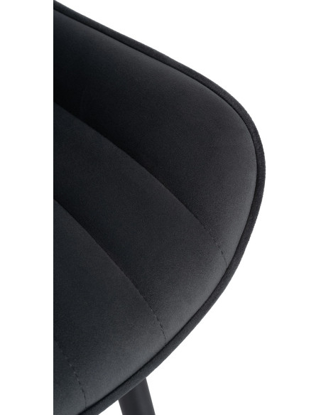 Chaise matelassée contemporaine en Velours Noir Métal Noir Elyson - 6