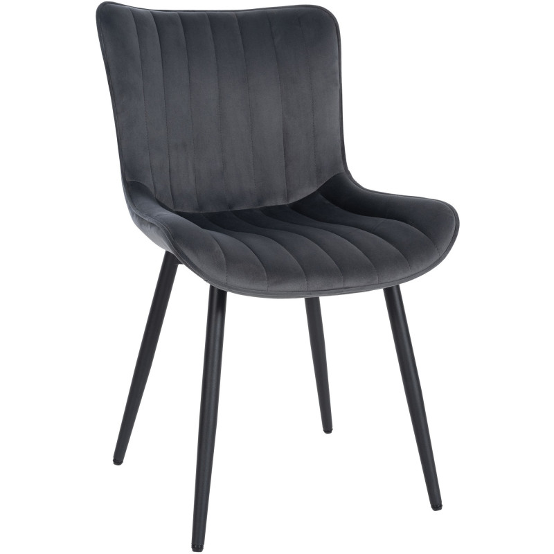 Chaise matelassée contemporaine en Velours Gris foncé Métal Noir Elyson - 1