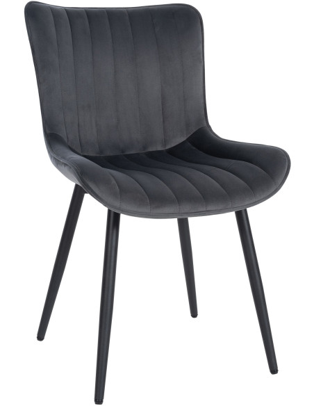 Chaise matelassée contemporaine en Velours Gris foncé Métal Noir Elyson - 1