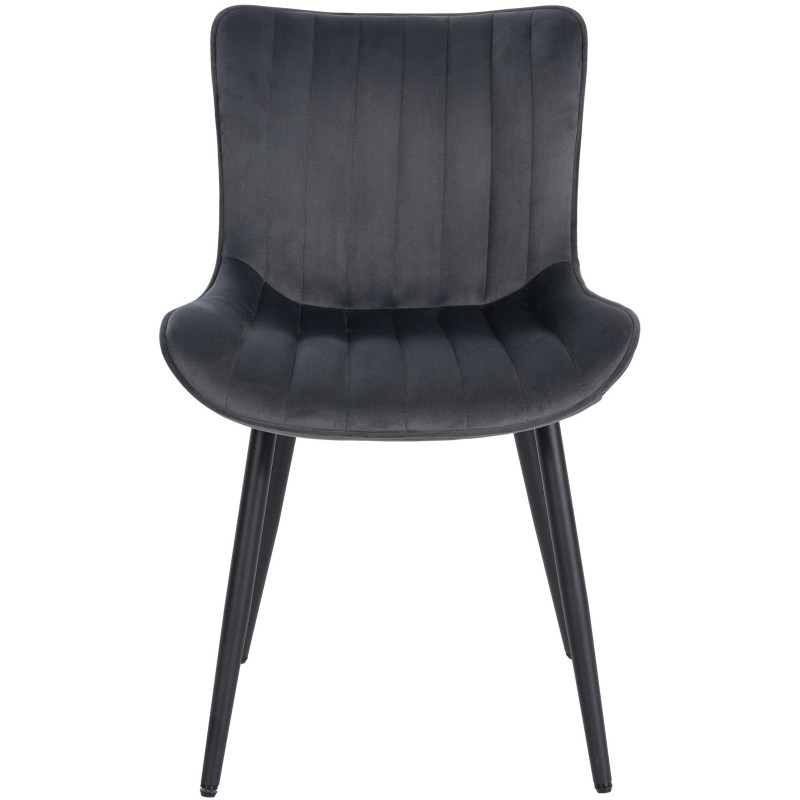 Chaise matelassée contemporaine en Velours Gris foncé Métal Noir Elyson - 2