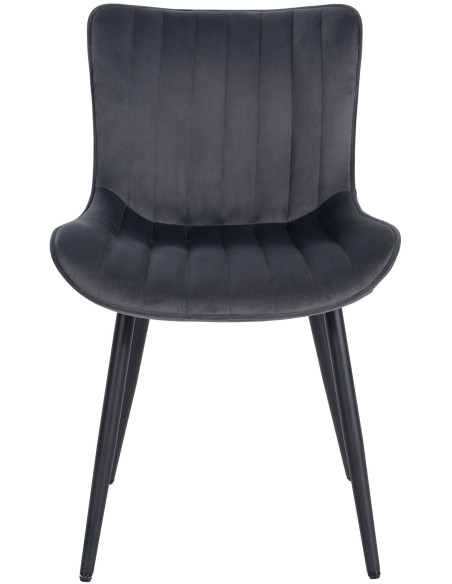 Chaise matelassée contemporaine en Velours Gris foncé Métal Noir Elyson - 2