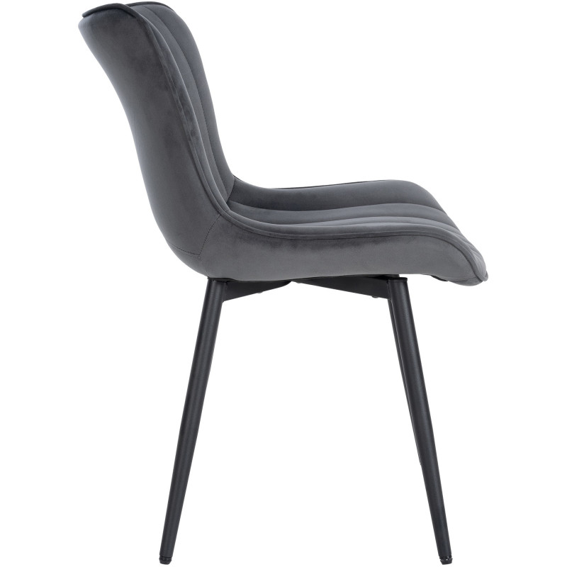 Chaise matelassée contemporaine en Velours Gris foncé Métal Noir Elyson - 3