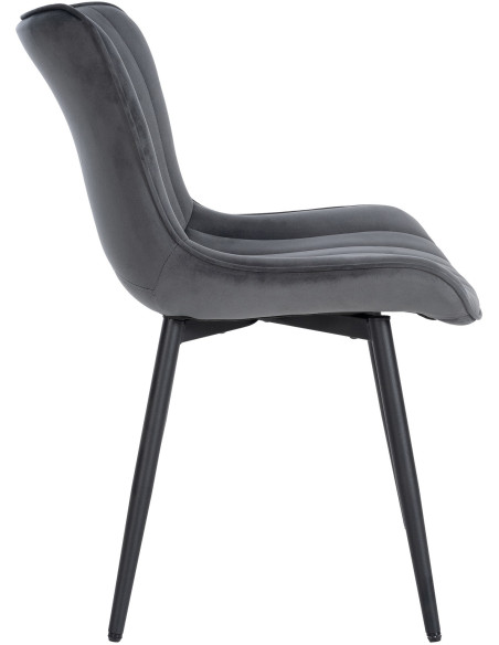 Chaise matelassée contemporaine en Velours Gris foncé Métal Noir Elyson - 3