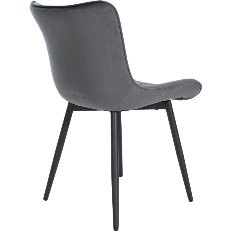 Chaise matelassée contemporaine en Velours Gris foncé Métal Noir Elyson - 4