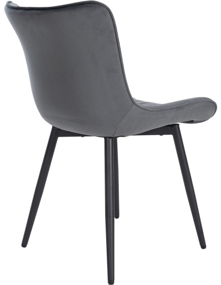 Chaise matelassée contemporaine en Velours Gris foncé Métal Noir Elyson - 4