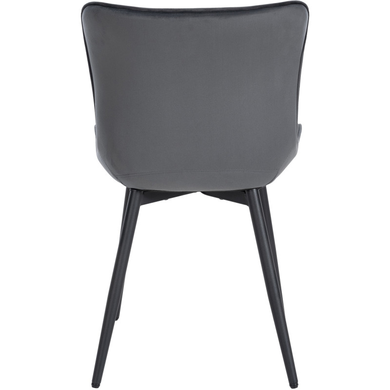 Chaise matelassée contemporaine en Velours Gris foncé Métal Noir Elyson - 5