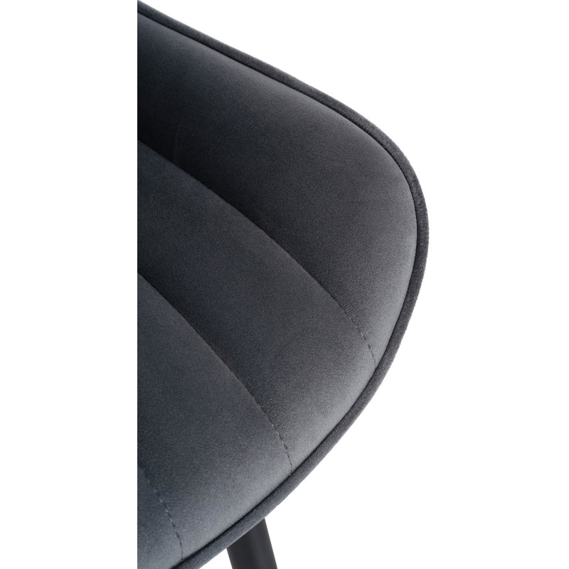 Chaise matelassée contemporaine en Velours Gris foncé Métal Noir Elyson - 6