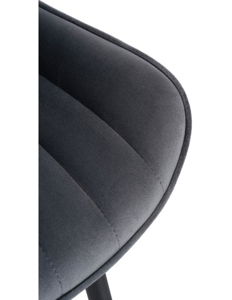 Chaise matelassée contemporaine en Velours Gris foncé Métal Noir Elyson - 6