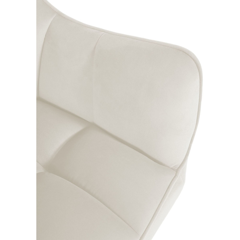 Fauteuil de table pivotant moderne en Velours Blanc crème Métal Argenté Merilys - 2