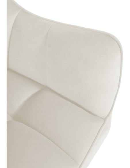Fauteuil de table pivotant moderne en Velours Blanc crème Métal Argenté Merilys - 2