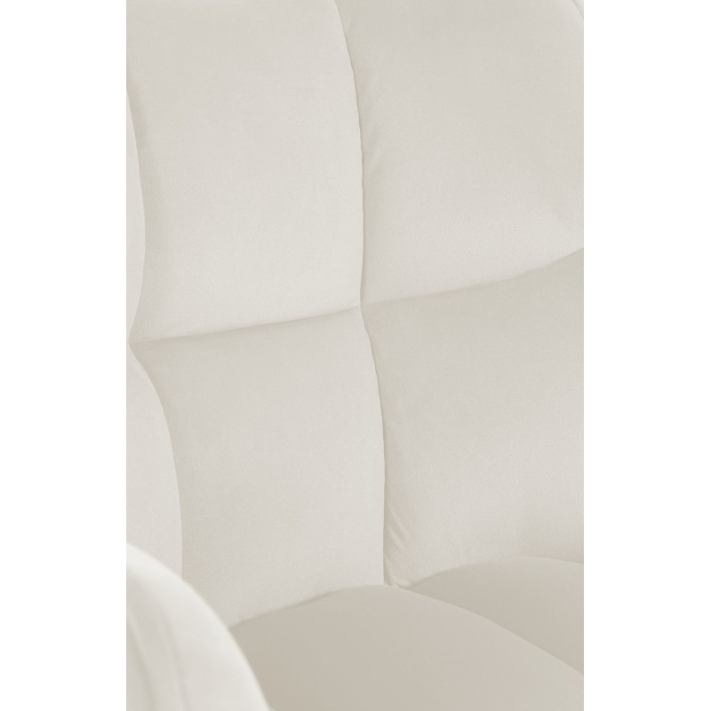 Fauteuil de table pivotant moderne en Velours Blanc crème Métal Argenté Merilys - 3