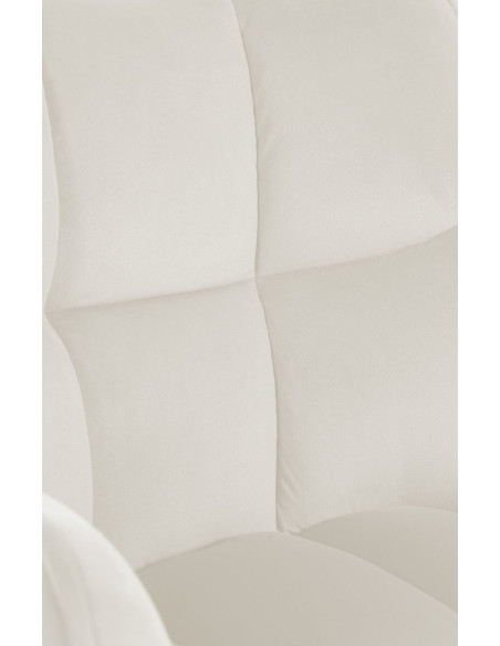 Fauteuil de table pivotant moderne en Velours Blanc crème Métal Argenté Merilys - 3