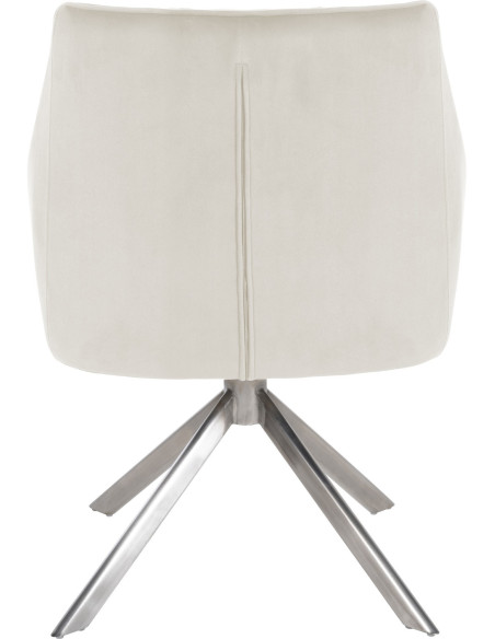 Fauteuil de table pivotant moderne en Velours Blanc crème Métal Argenté Merilys - 6