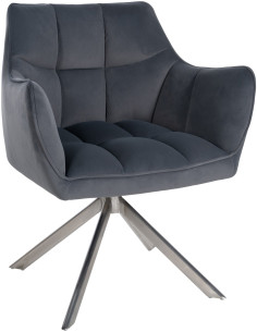 Fauteuil de table pivotant moderne en Velours Gris foncé Métal Argenté Merilys - 1