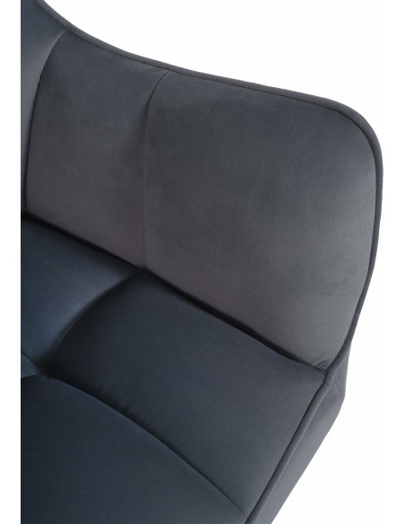 Fauteuil de table pivotant moderne en Velours Gris foncé Métal Argenté Merilys - 2