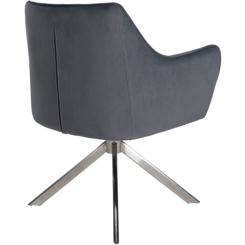 Fauteuil de table pivotant moderne en Velours Gris foncé Métal Argenté Merilys - 5