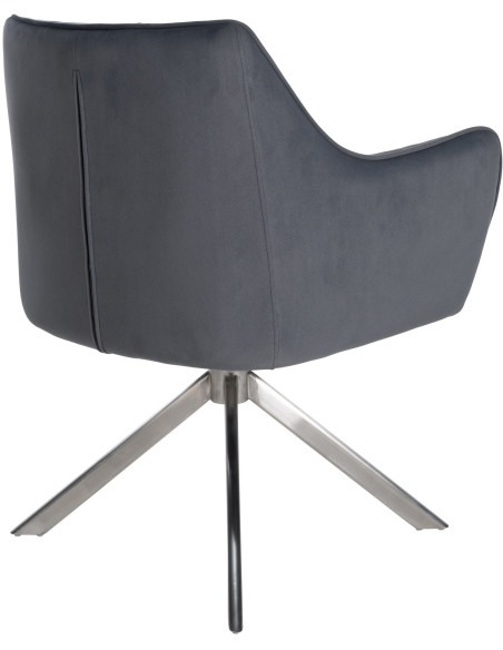 Fauteuil de table pivotant moderne en Velours Gris foncé Métal Argenté Merilys - 5
