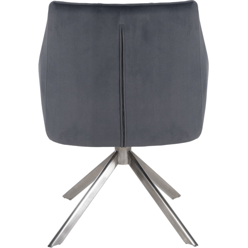 Fauteuil de table pivotant moderne en Velours Gris foncé Métal Argenté Merilys - 6