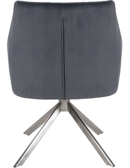 Fauteuil de table pivotant moderne en Velours Gris foncé Métal Argenté Merilys - 6