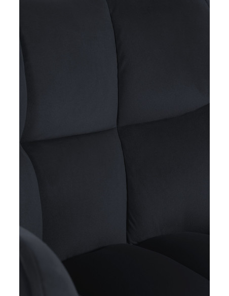 Fauteuil de table pivotant moderne en Velours Noir Métal Argenté Merilys - 3