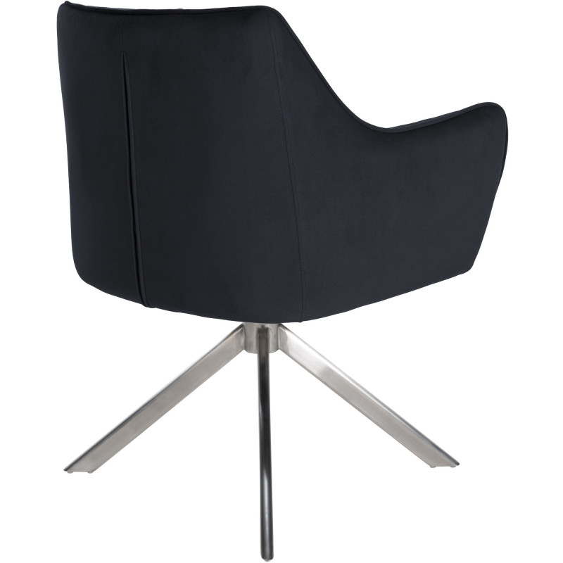 Fauteuil de table pivotant moderne en Velours Noir Métal Argenté Merilys - 5