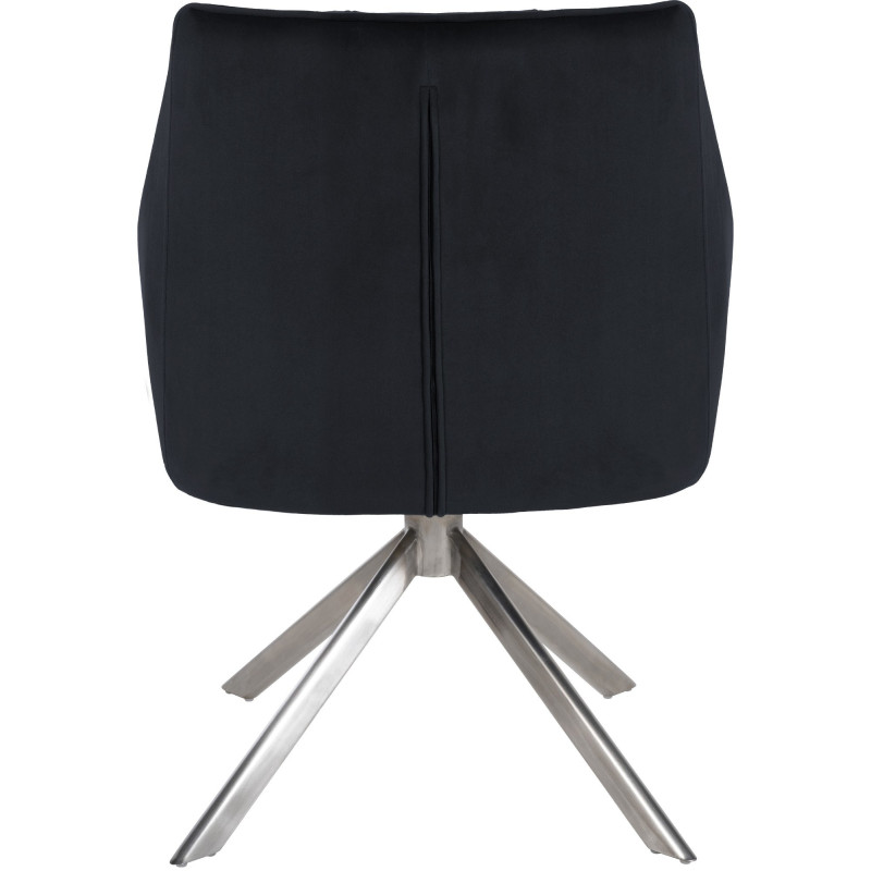 Fauteuil de table pivotant moderne en Velours Noir Métal Argenté Merilys - 6