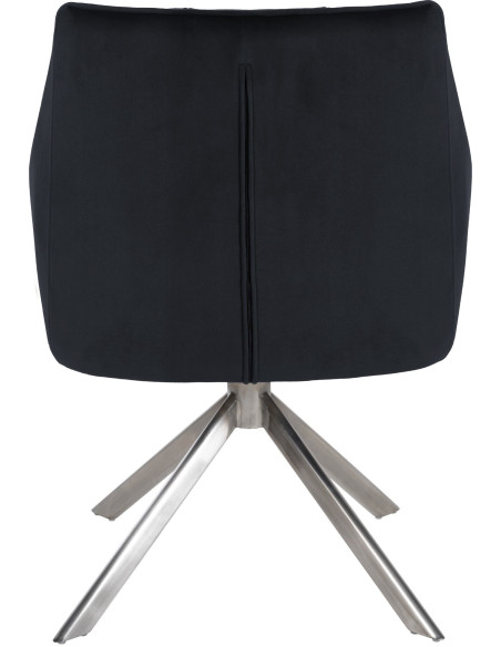 Fauteuil de table pivotant moderne en Velours Noir Métal Argenté Merilys - 6