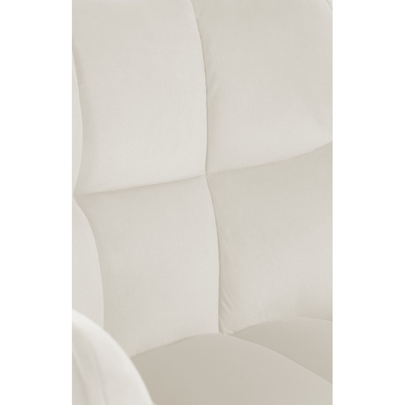 Fauteuil de table pivotant moderne en Velours Blanc crème Métal Noir Merilys - 3