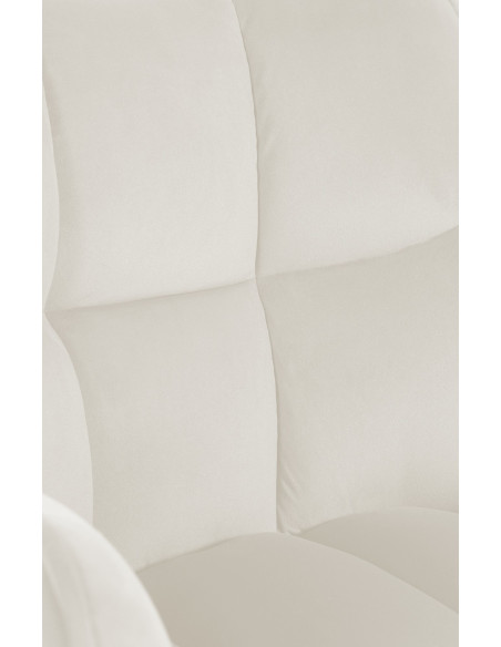 Fauteuil de table pivotant moderne en Velours Blanc crème Métal Noir Merilys - 3