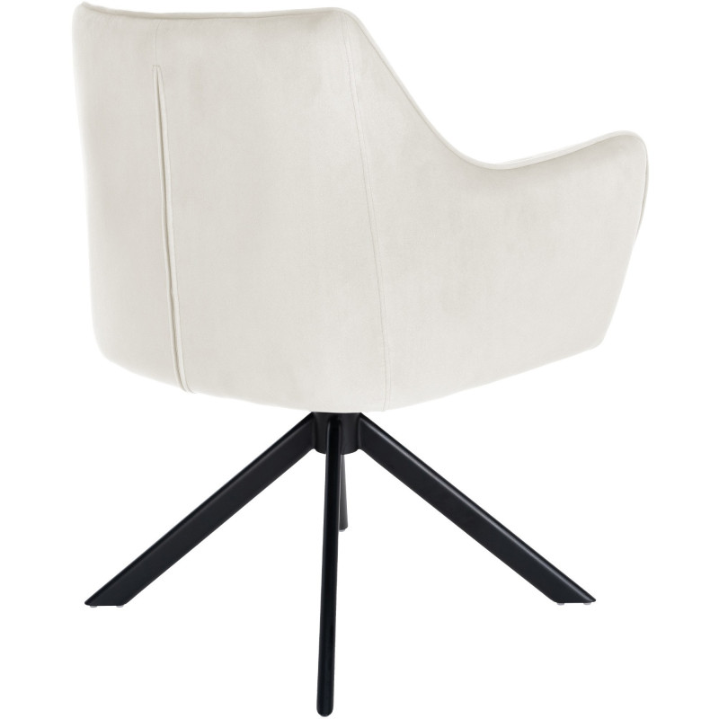 Fauteuil de table pivotant moderne en Velours Blanc crème Métal Noir Merilys - 5