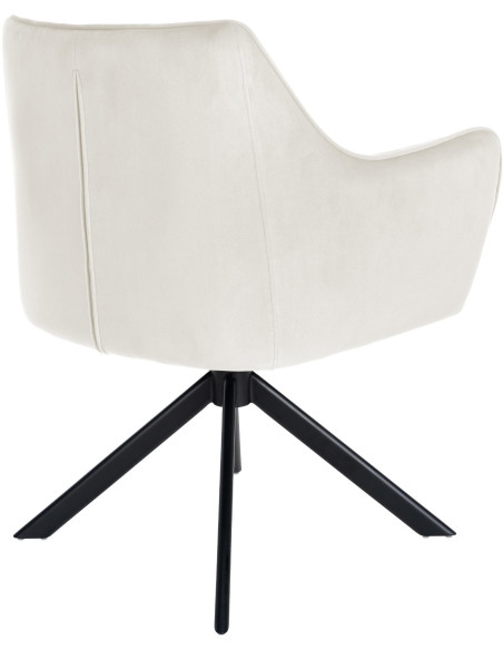 Fauteuil de table pivotant moderne en Velours Blanc crème Métal Noir Merilys - 5