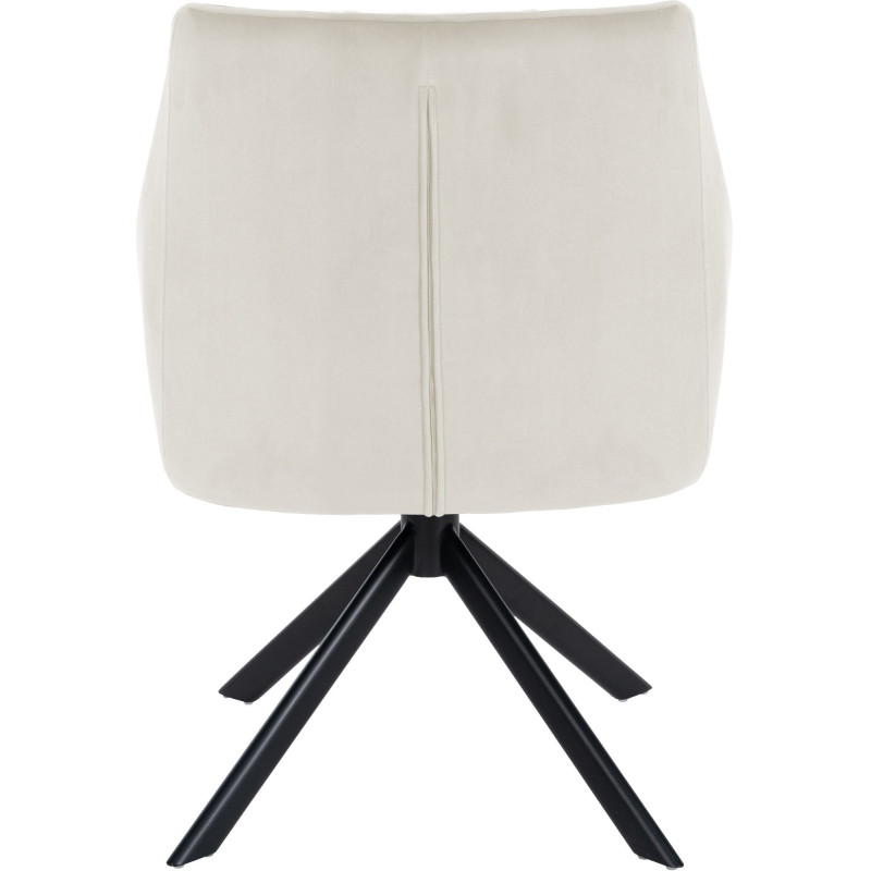 Fauteuil de table pivotant moderne en Velours Blanc crème Métal Noir Merilys - 6