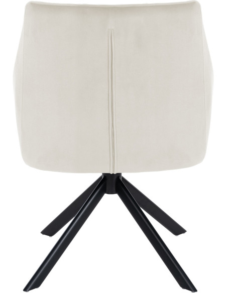 Fauteuil de table pivotant moderne en Velours Blanc crème Métal Noir Merilys - 6