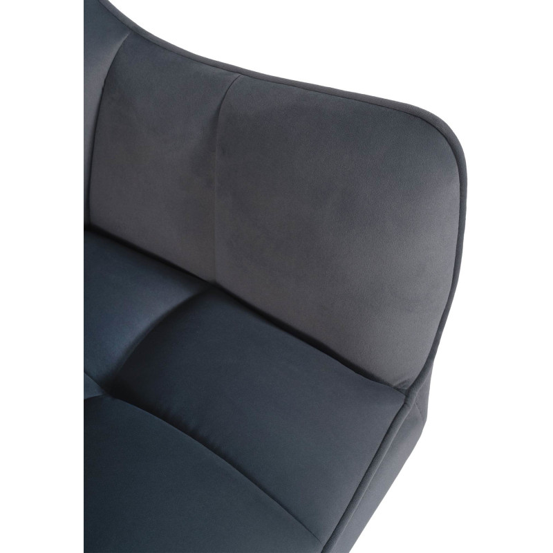 Fauteuil de table pivotant moderne en Velours Gris foncé Métal Noir Merilys - 2