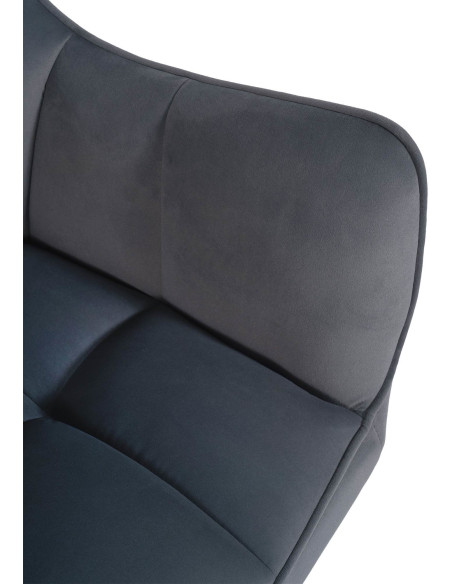 Fauteuil de table pivotant moderne en Velours Gris foncé Métal Noir Merilys - 2