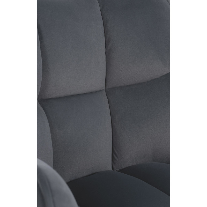 Fauteuil de table pivotant moderne en Velours Gris foncé Métal Noir Merilys - 3