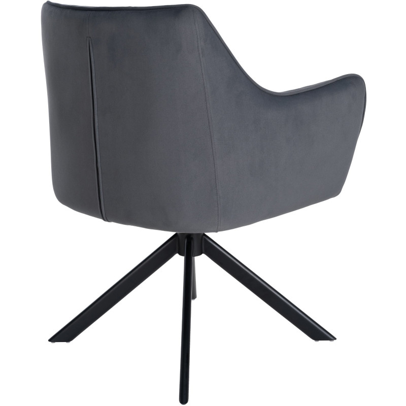 Fauteuil de table pivotant moderne en Velours Gris foncé Métal Noir Merilys - 5