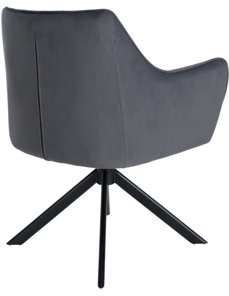 Fauteuil de table pivotant moderne en Velours Gris foncé Métal Noir Merilys - 5