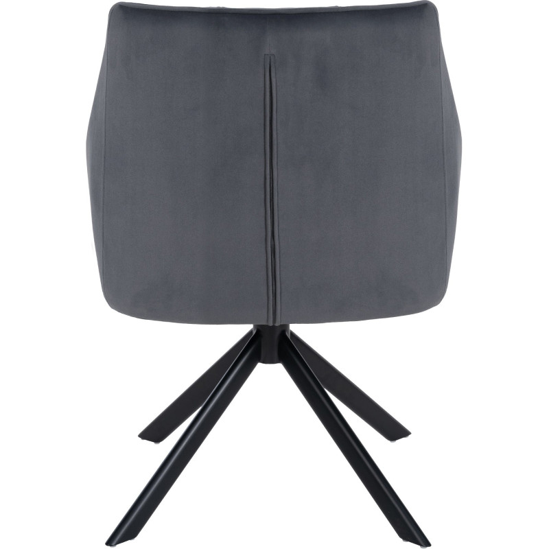 Fauteuil de table pivotant moderne en Velours Gris foncé Métal Noir Merilys - 6