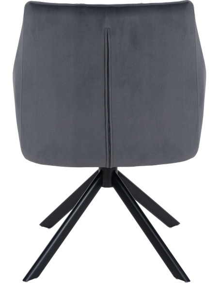 Fauteuil de table pivotant moderne en Velours Gris foncé Métal Noir Merilys - 6