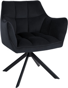 Fauteuil de table pivotant moderne en Velours Noir Métal Noir Merilys - 1