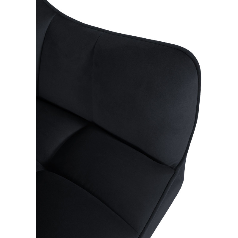 Fauteuil de table pivotant moderne en Velours Noir Métal Noir Merilys - 2