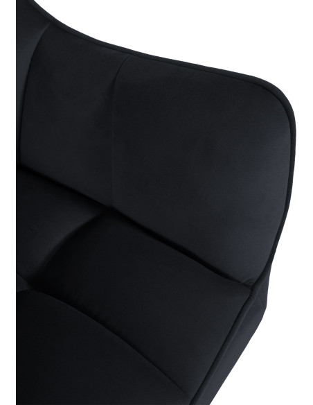 Fauteuil de table pivotant moderne en Velours Noir Métal Noir Merilys - 2