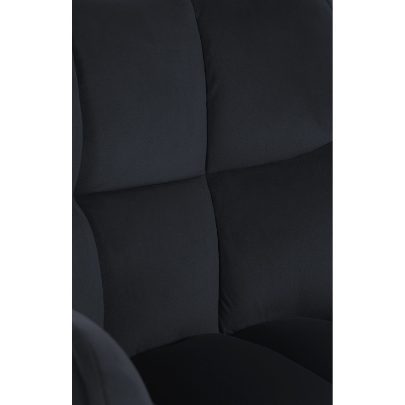 Fauteuil de table pivotant moderne en Velours Noir Métal Noir Merilys - 3