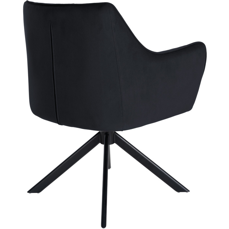 Fauteuil de table pivotant moderne en Velours Noir Métal Noir Merilys - 5
