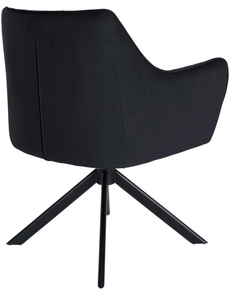 Fauteuil de table pivotant moderne en Velours Noir Métal Noir Merilys - 5