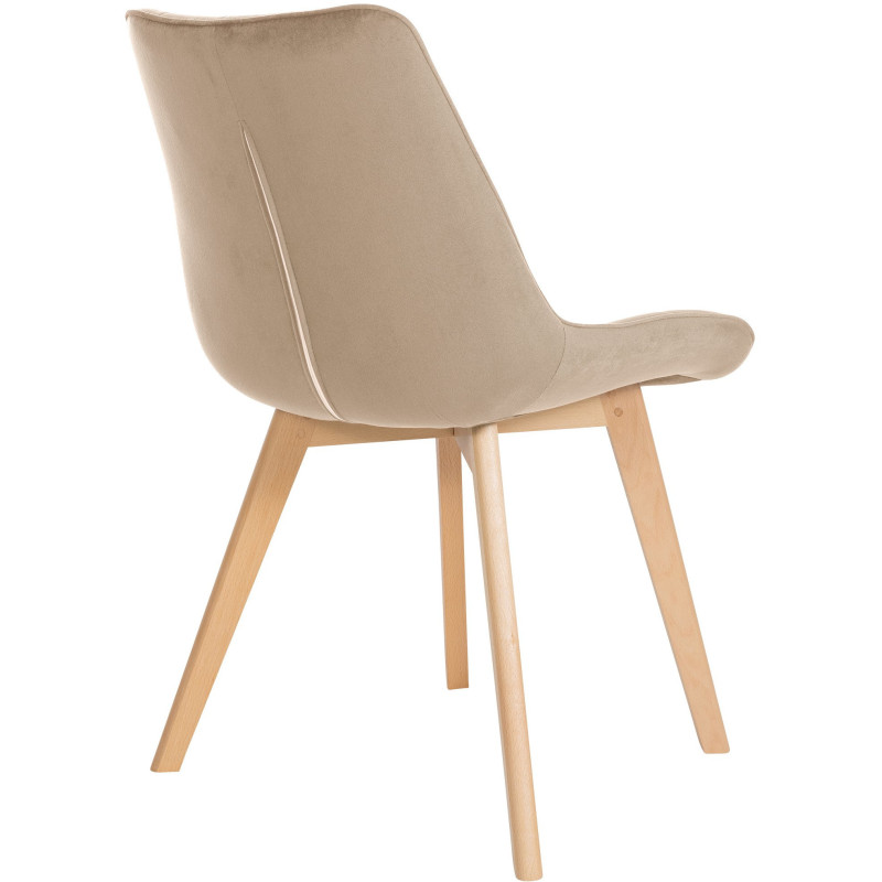 Chaise matelassée scandinave en Velours Marron Bois Naturel Laura - 4